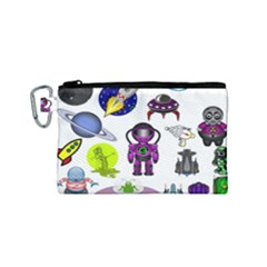 Space Clip Art Aliens Space Craft Canvas Cosmetic Bag (small)