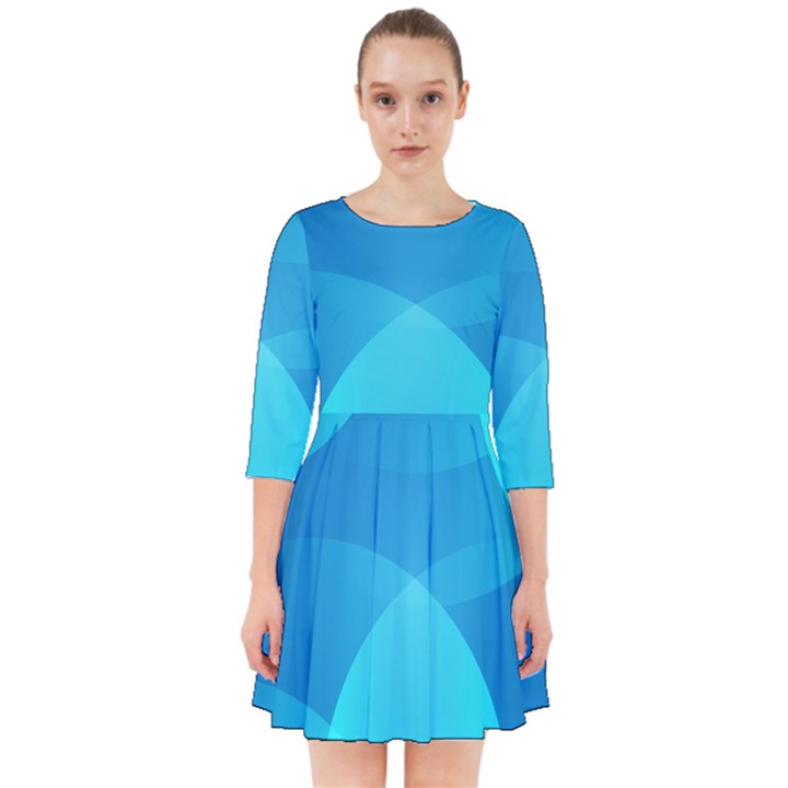 Abstract Blue Wallpaper Wave Smock Dress