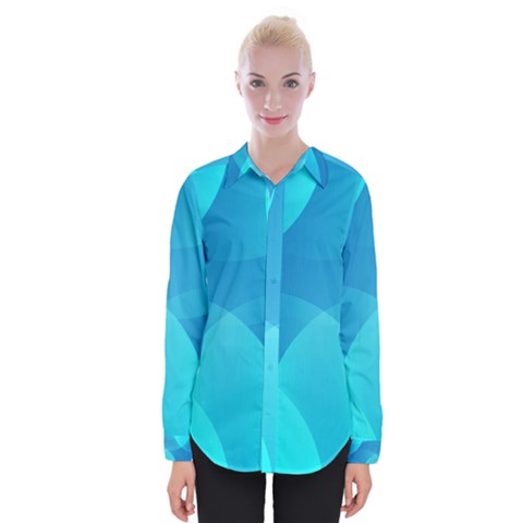 Abstract Blue Wallpaper Wave Womens Long Sleeve Shirt by Celenk