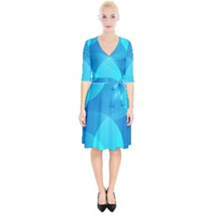 Abstract Blue Wallpaper Wave Wrap Up Cocktail Dress