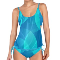 Abstract Blue Wallpaper Wave Tankini Set