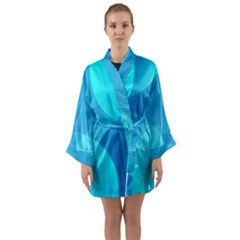 Abstract Blue Wallpaper Wave Long Sleeve Kimono Robe