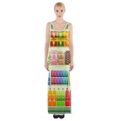 Supermarket Shelf Products Snacks Maxi Thigh Split Dress by Celenk