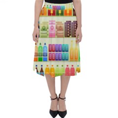 Supermarket Shelf Products Snacks Folding Skater Skirt by Celenk