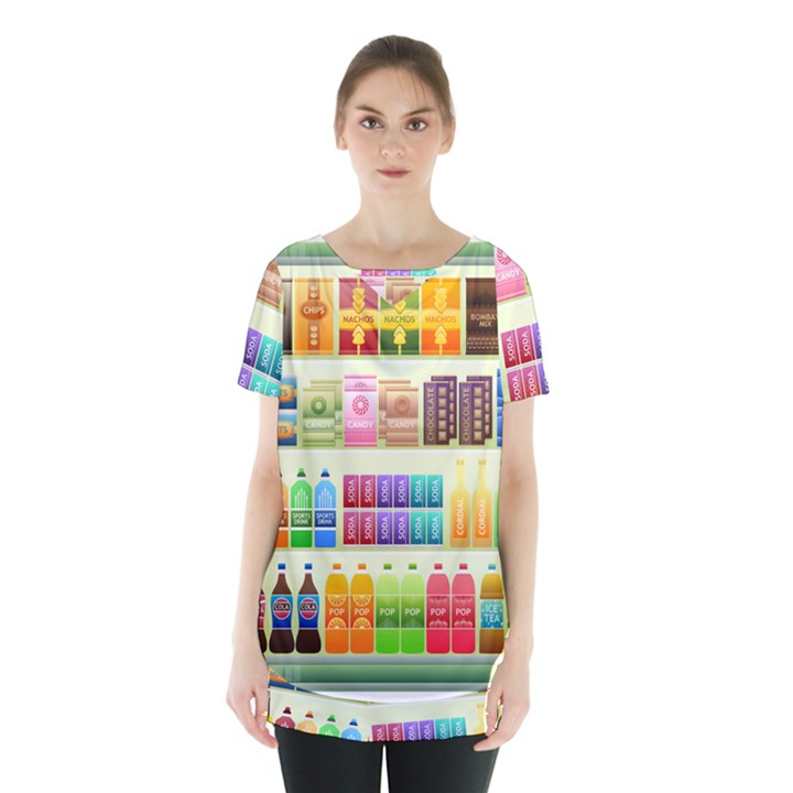 Supermarket Shelf Products Snacks Skirt Hem Sports Top