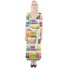 Supermarket Shelf Products Snacks Quarter Sleeve Wrap Maxi Dress