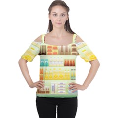 Supermarket Shelf Coffee Tea Grains Cutout Shoulder Tee