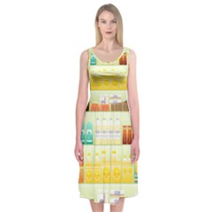 Supermarket Shelf Coffee Tea Grains Midi Sleeveless Dress by Celenk