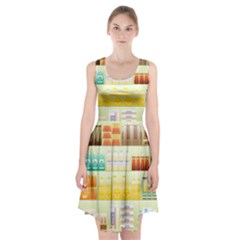 Supermarket Shelf Coffee Tea Grains Racerback Midi Dress by Celenk