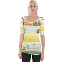 Supermarket Shelf Coffee Tea Grains Wide Neckline Tee