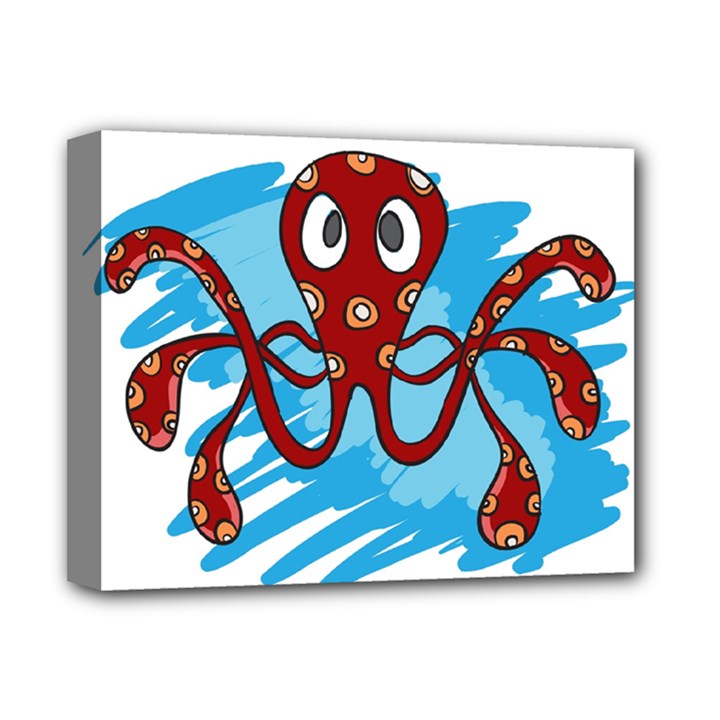 Octopus Sea Ocean Cartoon Animal Deluxe Canvas 14  x 11 