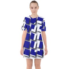 Facebook Social Media Network Blue Sixties Short Sleeve Mini Dress by Celenk