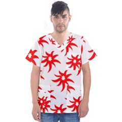 Star Figure Form Pattern Structure Men s V-neck Scrub Top