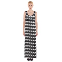 Heart Black Chain White Maxi Thigh Split Dress by Celenk