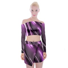 Fractal Mathematics Abstract Off Shoulder Top With Mini Skirt Set by Celenk