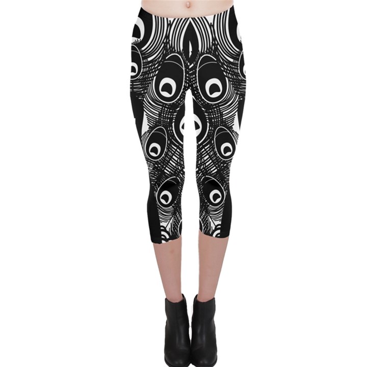 Peacock Bird Animal Feather Capri Leggings 