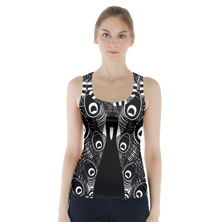 Peacock Bird Animal Feather Racer Back Sports Top