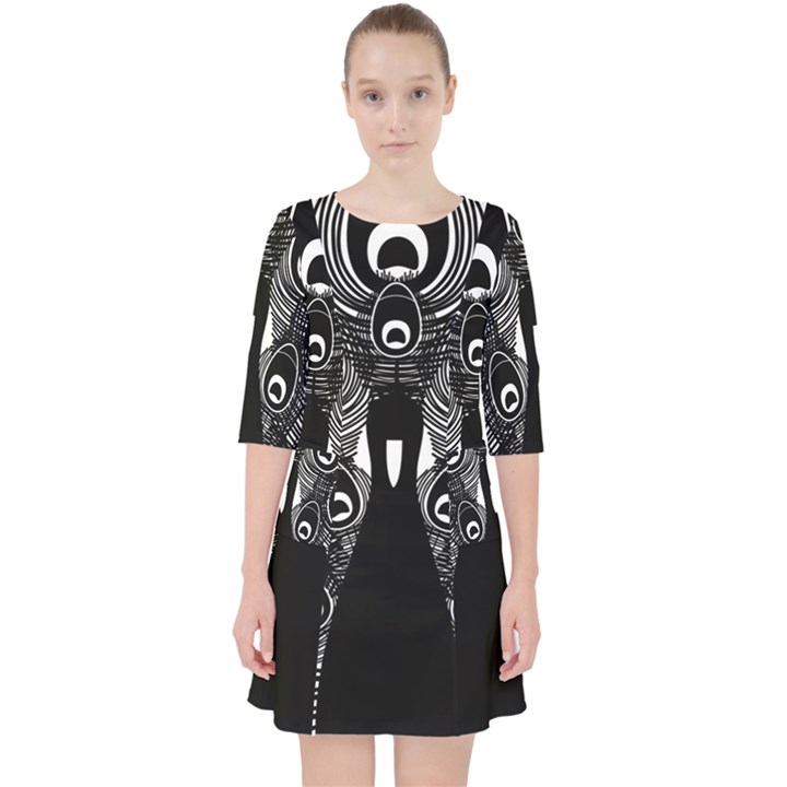 Peacock Bird Animal Feather Pocket Dress