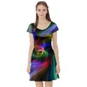 Peacock Bird Animal Feather Short Sleeve Skater Dress View1