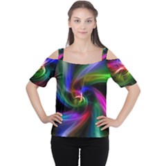 Peacock Bird Animal Feather Cutout Shoulder Tee