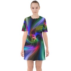 Peacock Bird Animal Feather Sixties Short Sleeve Mini Dress