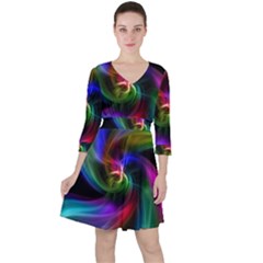 Peacock Bird Animal Feather Ruffle Dress