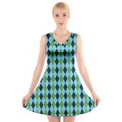 Rockabilly Retro Vintage Pin Up V-neck Sleeveless Skater Dress by Celenk