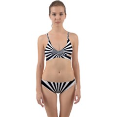 Rays Stripes Ray Laser Background Wrap Around Bikini Set