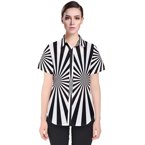 Rays Stripes Ray Laser Background Women s Short Sleeve Shirt by Celenk