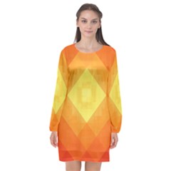 Pattern Retired Background Orange Long Sleeve Chiffon Shift Dress  by Celenk