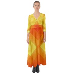 Pattern Retired Background Orange Button Up Boho Maxi Dress