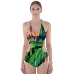 Flowers Art Beautiful Cut-out One Piece Swimsuit by Celenk