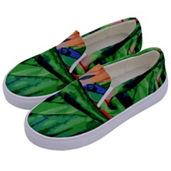 Flowers Art Beautiful Kids  Canvas Slip Ons