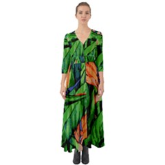 Flowers Art Beautiful Button Up Boho Maxi Dress by Celenk