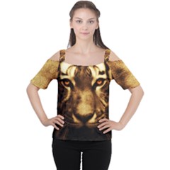 Cat Tiger Animal Wildlife Wild Cutout Shoulder Tee