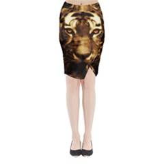 Cat Tiger Animal Wildlife Wild Midi Wrap Pencil Skirt by Celenk