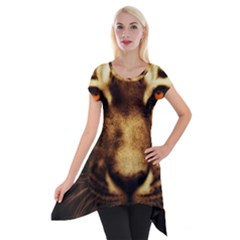 Cat Tiger Animal Wildlife Wild Short Sleeve Side Drop Tunic