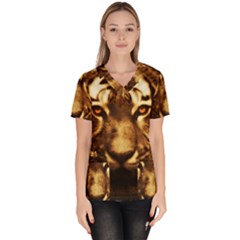 Cat Tiger Animal Wildlife Wild Scrub Top