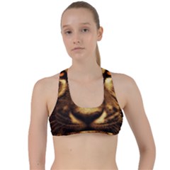 Cat Tiger Animal Wildlife Wild Criss Cross Racerback Sports Bra by Celenk