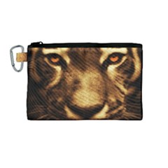 Cat Tiger Animal Wildlife Wild Canvas Cosmetic Bag (medium) by Celenk