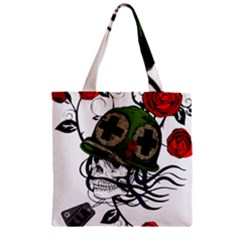 Skull Skeleton Dead Death Face Zipper Grocery Tote Bag by Celenk