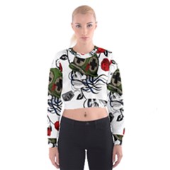 Skull Skeleton Dead Death Face Cropped Sweatshirt by Celenk