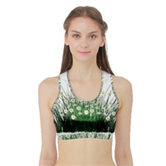 Spring Flowers Grass Meadow Plant Sports Bra With Border by Celenk