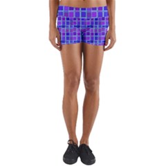 Background Mosaic Purple Blue Yoga Shorts by Celenk