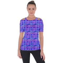 Background Mosaic Purple Blue Short Sleeve Top