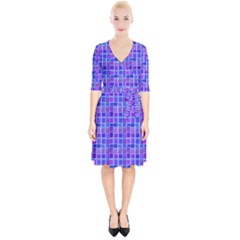 Background Mosaic Purple Blue Wrap Up Cocktail Dress by Celenk