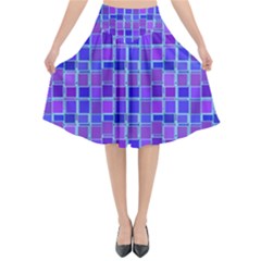 Background Mosaic Purple Blue Flared Midi Skirt by Celenk