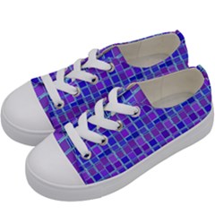 Background Mosaic Purple Blue Kids  Low Top Canvas Sneakers