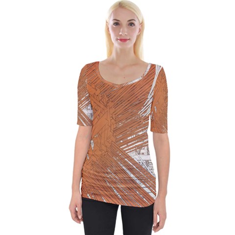 Abstract Lines Background Mess Wide Neckline Tee by Celenk