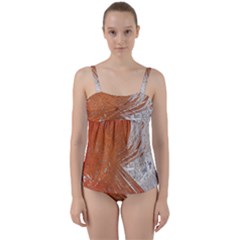 Abstract Lines Background Mess Twist Front Tankini Set